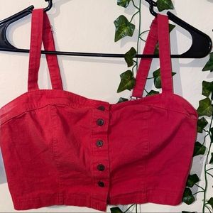 Red button crop top